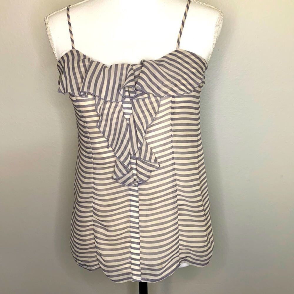 Express Striped Ruffle Tank Fully Lined XS